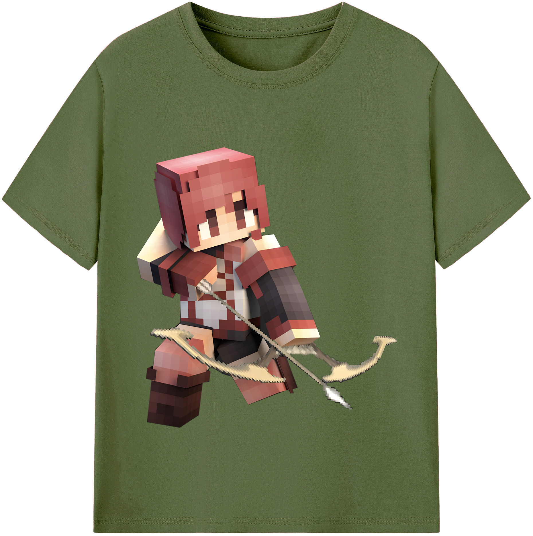（画像用） マインクラフト ブロックの世界 Minecraft MC Block world 綿100％半袖Tシャツ（フロントプリント）